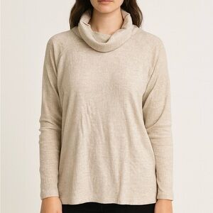 LUSH Women's Soft Cowl Neck Raglan Sleeve Sweater Top, Oatmeal, Size M, NWT